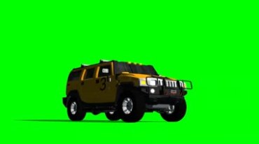 悍马越野汽车绿布免抠像影视特效视频素材