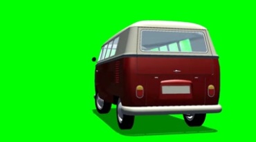 大众桑巴面包车汽车绿布免抠像影视特效视频素材
