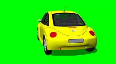 大众甲壳虫小汽车3D模型绿布抠像特效视频素材