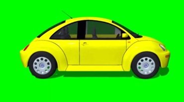 大众甲壳虫小汽车3D模型绿布抠像特效视频素材