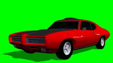 红色汽车跑车轿跑绿屏抠像特效视频素材