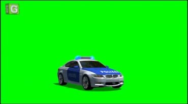 外国警用汽车警车警灯闪烁绿幕抠像特效视频素材