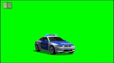 外国警用汽车警车警灯闪烁绿幕抠像特效视频素材