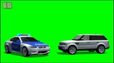 警车小汽车SUV绿屏抠像特效视频素材