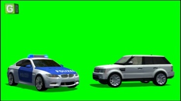 警车小汽车SUV绿屏抠像特效视频素材