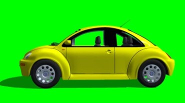 大众甲壳虫小轿车绿布免抠像影视特效视频素材