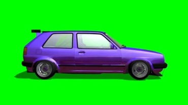 大众高尔夫小汽车绿布免抠像影视特效视频素材