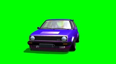 大众高尔夫小汽车绿布免抠像影视特效视频素材