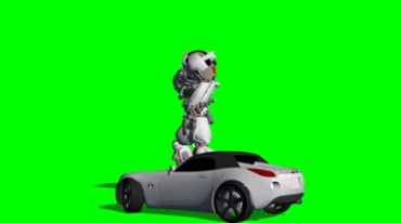 变形金刚跑车机器人绿布抠像影视特效视频素材