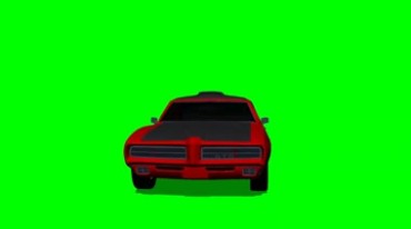 红色轿跑小汽车跑车绿幕抠像特效视频素材
