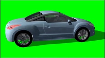 标致小汽车小轿车3D模型绿屏抠像影视特效视频素材