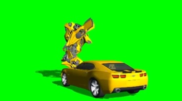 变形金刚大黄蜂机器人绿布免抠像影视特效视频素材