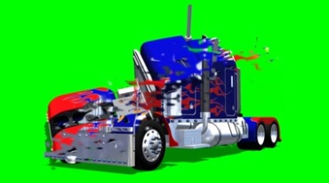 变形金刚擎天柱卡车绿屏抠像影视特效视频素材