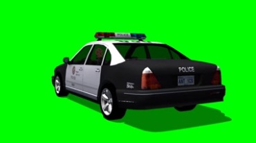 美国警车行驶绿布抠像影视特效视频素材