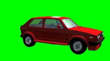 大众高尔夫GTI红颜色小轿车绿幕抠像特效视频素材