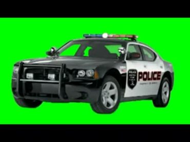 警用汽车警车警灯闪烁绿屏抠像特效视频素材