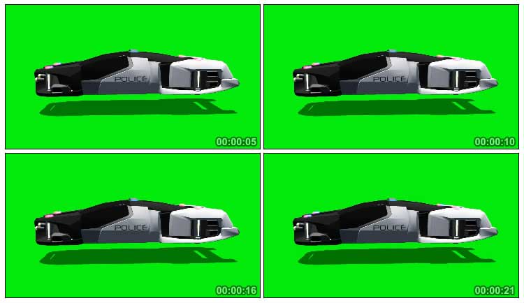 科幻悬浮飞行警车绿布抠像影视特效视频素材