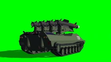 火箭发射履带装甲车绿屏抠像影视特效视频素材