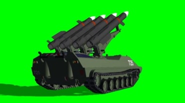 火箭发射履带装甲车绿屏抠像影视特效视频素材