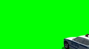 白色警车行驶绿布抠像影视特效视频素材