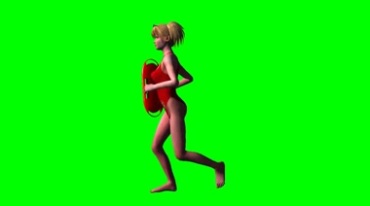 泳装美女救生员奔跑绿屏抠像影视特效视频素材