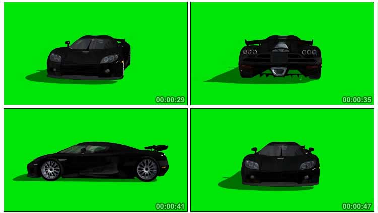 柯尼赛格跑车绿屏抠像特效视频素材