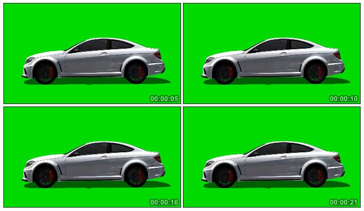 奔驰车侧面照绿屏抠像影视特效视频素材