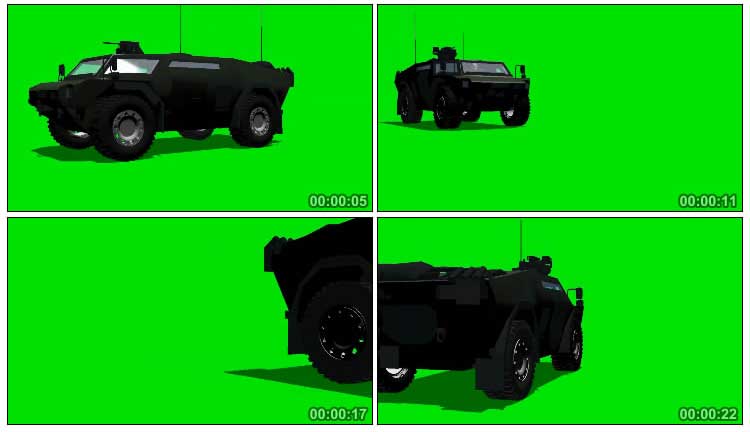 战车战争运输车装甲车绿布抠像影视特效视频素材