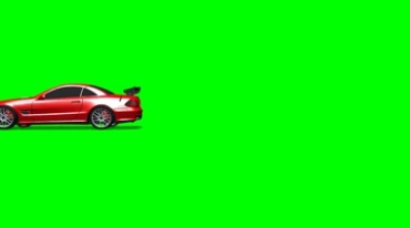 红色小轿车跑车行驶绿布免抠像影视特效视频素材