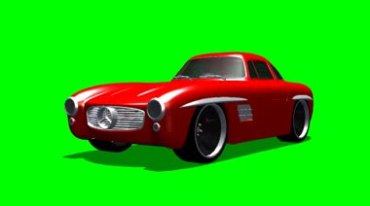 梅赛德斯奔驰红色小跑车绿幕抠像特效视频素材