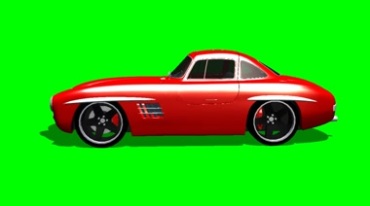 梅赛德斯奔驰红色超跑汽车绿布抠像特效视频素材