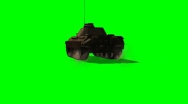 坦克履带转动行驶冒烟绿屏抠像影视特效视频素材