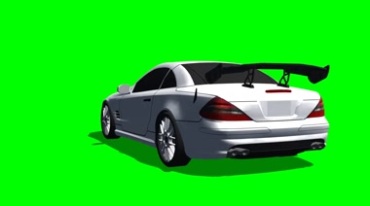 白色奔驰跑车转动展示绿屏抠像特效视频素材
