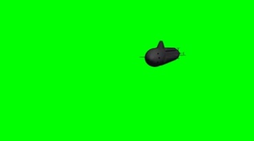核潜艇潜水艇深海游弋绿屏抠像影视特效视频素材
