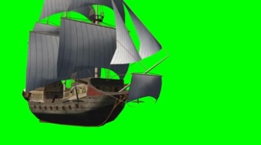 帆船古代船舶绿屏免抠像影视特效视频素材