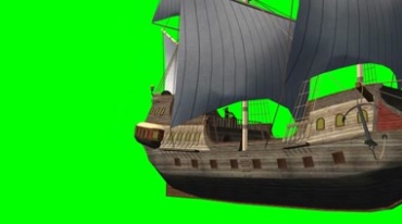 帆船古代船舶绿屏免抠像影视特效视频素材