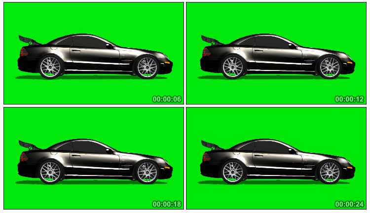 梅赛德斯黑色奔驰车绿屏免抠像特效视频素材