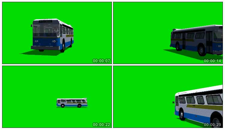 大巴车公共汽车绿屏抠像影视特效视频素材