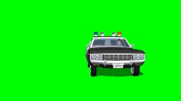 老警车警用汽车行驶绿屏抠像影视特效视频素材