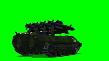 移动火箭发射器装甲车绿屏抠像影视特效视频素材