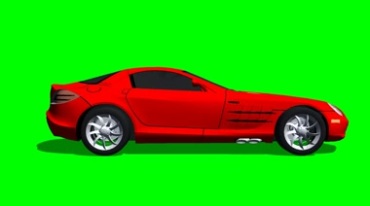 梅赛德斯红色奔驰汽车跑车绿屏抠像特效视频素材