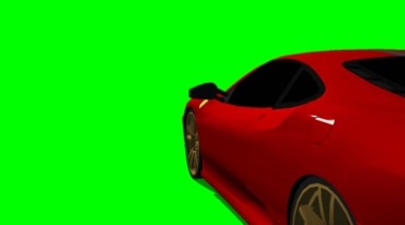 红色跑车侧视角绿屏抠像特效视频素材