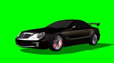 黑色奔驰汽车行驶轮胎着火冒烟绿布抠像特效视频素材