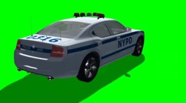 白色警车警用汽车展示绿布抠像影视特效视频素材