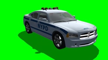 白色警车警用汽车展示绿布抠像影视特效视频素材