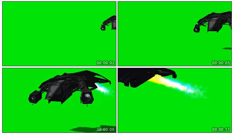 黑科技幽灵飞船科幻飞行器绿屏抠像特效视频素材