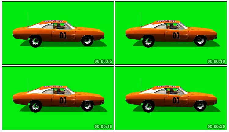 橘红色汽车行驶特写绿幕抠像特效视频素材