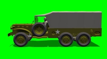 军用卡车货车越野吉普汽车绿幕抠像影视特效视频素材
