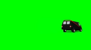 黑色厢式车货车行驶绿屏免抠像影视特效视频素材