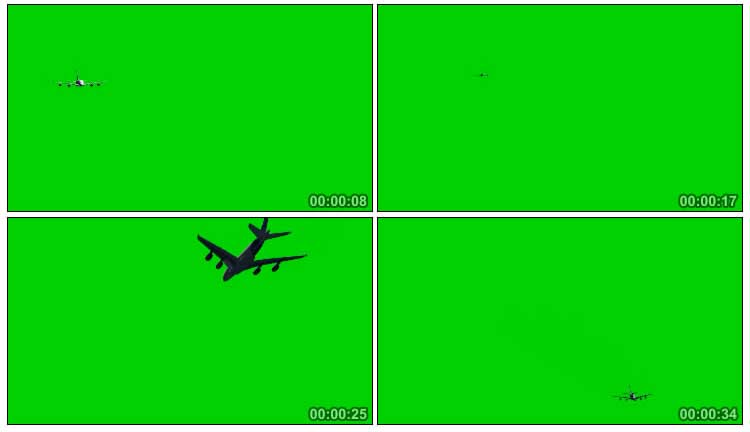 民航飞机大客机飞行绿屏抠像特效视频素材